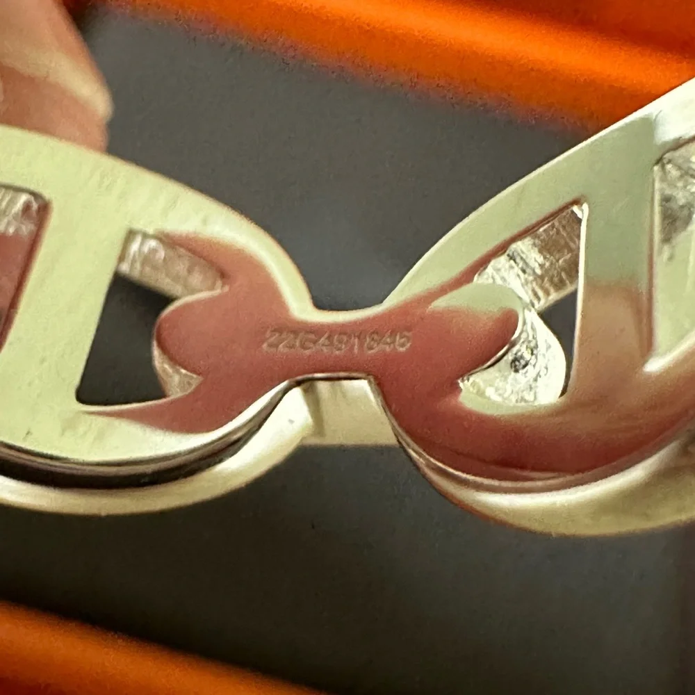 Hermes Ring Chaine d'ancre Enchainee Women Ring Size 52 Small Model 925 Silver - Picture 8 of 11